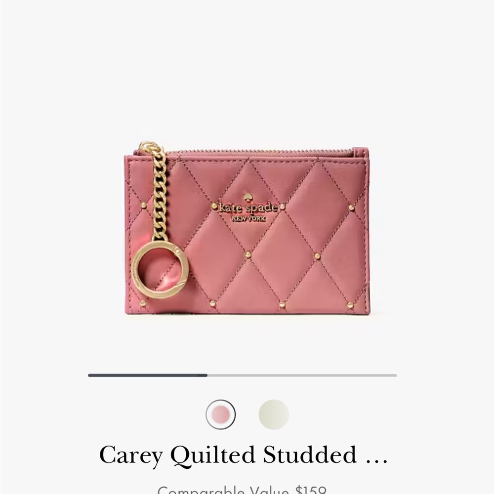 Kate Spade Pink Quilted Key & Card Holder